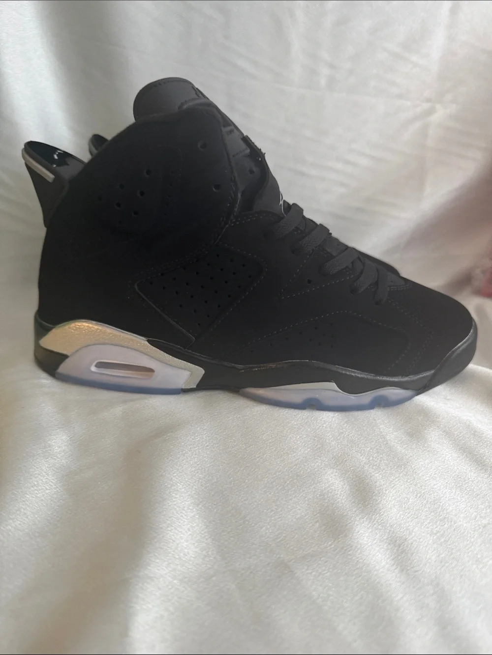 New! Air Jordan 6 Retro 'Chrome' features a sleek black nubuck upper!